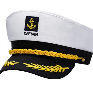SOLPOP Gorra de Capitán Azul Marino y Blanca, Gorra de Marinero Premium para Hombres y Mujeres, Estilo Clásico Yacht Rock para Fiestas Temáticas Náuticas - Product Image 1