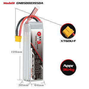 แบตเตอรี่ลิเธียม GNB 5000mah 6S 5S 4S 3S 2S 22.2V 50C XT90 RC LiPo แบตเตอรี่สำหรับเฮลิคอปเตอร์  ประสิทธิภาพการปล่อยประจุสูง - Product Image 5