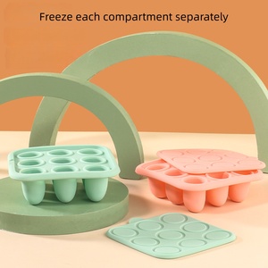 Moule à glaçons en silicone sans BPA, 9 compartiments, personnalisable, avec couvercle, pour congélation alimentaire et préparation de repas - Product Image 3