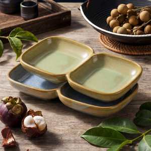 Japanese Ceramic Snack Sushi Dish Household Restaurant Hot Pot Dipping Dishes Rectangle Shape Two-grid Porcelain Soy <b>Sauce</b> Dish - Product Image 2