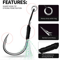 Hameçon d'assistance à la pêche Fh060, hameçons d'assistance à la Jigging, eau salée, métal, acier à haute teneur en carbone, emballage en PVC, haute résistance