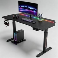 Bureau de jeu ergonomique réglable en hauteur avec éclairage RGB, gestion des câbles, poste de travail et d'étude