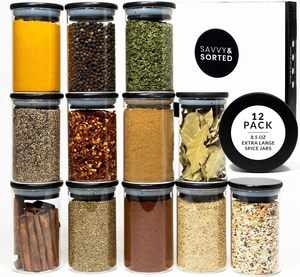 Hot Sale High Borosilicate Glass <b>Jar</b> Home and <b>Kitchen</b> Glass <b>Storage</b> <b>Jar</b> Glass Spice <b>Jar</b> with Black Bamboo Lid Set - Product Image 1