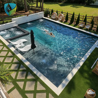 Piscine extérieure en fibre de verre préfabriquée de 9 m, surface lisse, pour jardin, fournie directement par l'usine