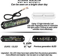 8 Piezas de Luces Estroboscópicas LED de 12V, Ultra Delgadas, de Montaje Superficial, Intermitentes, para Camiones, Automóviles, Baliza de Emergencia, Advertencia de Peligro
