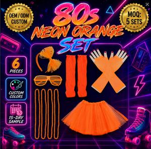 Accessoires de costume <span class=keywords><strong>tutu</strong></span> années <span class=keywords><strong>80</strong></span> pour filles avec chauffe-jambes, gants, lunettes, bandeau, collier, tenue de performance pour fête d'Halloween - Product Image 3