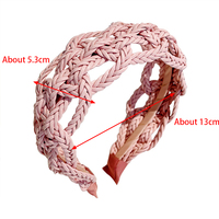Creative cuir tresse tissé à la main bandeau personnalité large bord bandeau coréen doux mode couleur unie creux cheveux paquet