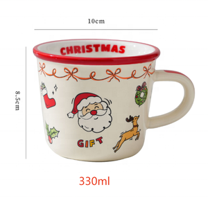 かわいいサンタクロースのセラミックマグカップ、クリスマス用の取っ手付きミルクカップ、朝食、コーヒー、ジュース用、お子様や家族へのお祝いのホリデーギフト - Product Image 6