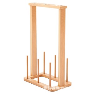 Soporte de madera para múltiples bobinas de hilo, estante de almacenamiento de escritorio para tejer y hacer ganchillo, con 6 bobinas de colores, organizador práctico - Product Image 5