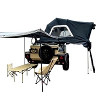 Remorque de camping tout-terrain à dépliage rapide, camping-car 4 places avec tente et auvent