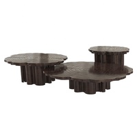 Ensemble de tables basses de luxe en acier inoxydable, design moderne, tables gigognes, meubles en métal miroir pour villa