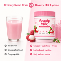Délicieuse poudre de lait de beauté au collagène aromatisée à la litchi en pot pour nourrir et illuminer la peau