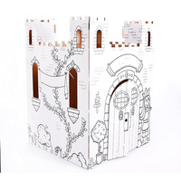 Märchen Schloss Kinder Kunst Handwerk Indoor Outdoor Spaß Farbe Draw Doodle Dekorieren Personalisieren Sie eine Pappe Fort Alter 3 Weiß
