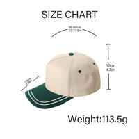 Casquette de baseball personnalisée brodée en gros, 5 panneaux, bicolore unie, visière avec patch, double couture, en coton, unisexe