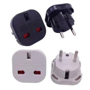 Adaptador de enchufe de pared de 2 pines, convertidor de enchufe UNiVERSAL de viaje, de Reino Unido a Europa, negro/blanco, 1 ud.