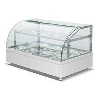 Doppelschichtige Elektrische Bain-Marie-Vitrine mit Gebogenem Glas Edelstahl-Speisenwärmer für Restaurant-Buffet