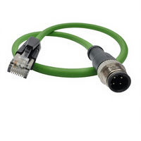 Connecteur M12 4 broches, code D, mâle, prise RJ45, industriel aérospatial, Profinet, EtherCAT, Ethernet CAT6, PVC, IP67, blindé, bornes