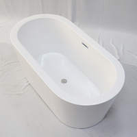 Baignoire de massage CE en acrylique sur pied avec bord épais Design ovale Baignoire autoportante élégante et bain à remous