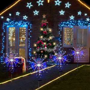 Waterproof IP65 Indoor Solar Firework String <b>Lights</b> with Multicolor <b>LEDs</b> Dimmable 65cm Length Modern Christmas Party Decorations - Product Image 2