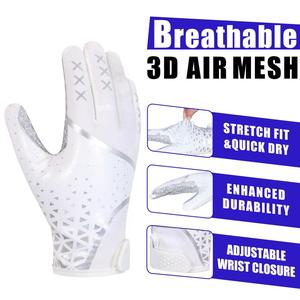 Free Sample Sport <strong>Gloves</strong> for Youth Silver Anti-Slip Great <strong>Grip</strong> Sticky Silicone Lightweight American Football Custom Logo Outdoor - Product Image 3