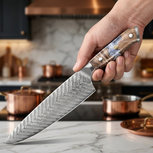 Juego de <span class=keywords><strong>9</strong></span> Cuchillos de Cocina VG10 Damasco, Cuchillo de <span class=keywords><strong>Chef</strong></span> con Mango de Madera de Resina, Cuchillo Santoku, Cuchillo para Verduras, Pan y Deshuesar, con Caja de Regalo Negra - Product Image 4