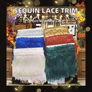 Mới nhất 17cm thân thiện với môi <span class=keywords><strong>Sequins</strong></span> tua rìa thêu ren Trims cho sexy váy của hemline Evening Party Dance Dresses - Product Image 4