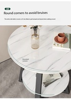 Table basse ronde multifonctionnelle moderne à double couche en acier pour café et thé