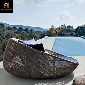 Lit en corde de rotin moderne à vendre Lit en alliage d'aluminium Lit de soleil de loisirs portable en osier pour <span class=keywords><strong>jardin</strong></span> extérieur Parc Hôtel Utilisation - Product Image 2