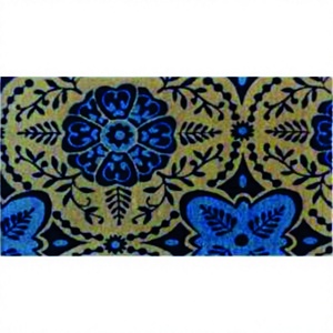 Paillasson imprimé couleur bleue avec un design unique, tapis synthétique lisse et soyeux, tapis de chambre anti-dérapant, hauteur de pile en peluche - Product Image 1