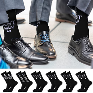 Chaussettes amusantes et originales pour hommes, cadeaux pour le marié et les témoins, pour la demande en mariage, 100% coton - Product Image 2