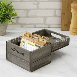 Wooden recipe card <b>storage</b> <b>box</b>, household <b>kitchen</b> flip-top wooden <b>box</b>, multi-functional pine postcard <b>box</b>. - Product Image 3