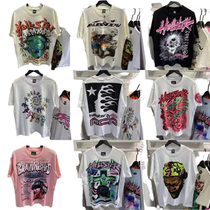 Ready Stock Luxury 100% Cotton Hell <strong>Shirt</strong> for Men High Version Designer <strong>Star</strong> Print Hip Hop Style Loose Fit 220g - Product Image 1