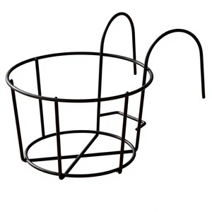 Support rond en métal pour pot de fleurs suspendu, support Gamla pour jardinières de balustrade, support de pot pour décoration de balcon extérieur, plante - Product Image 2