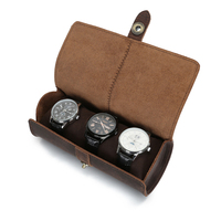 Crazy horse étui en cuir pour montre de voyage étui de montre personnalisé de voyage de luxe boîte à bijoux de voyage avec logo personnalisé boîte à montre