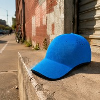 Casquette de baseball structurée respirante à 6 panneaux, visière pré-courbée, ventilation découpée au laser, 100 % polyester imperméable pour les sports de plein air
