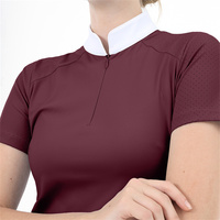 Nouvel arrivage de vêtements équestres pour femmes chemises de spectacle à fermeture éclair maille d'équitation respirante couche de base hauts pour dames
