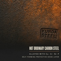Tôle en acier Corten résistant aux intempéries, épaisseur 2,0-3,5 mm, soudage, pliage, découpe, certifiée CE, marque Kunda, norme AISI