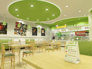 Meubles de magasin de jus de fruits de magasin d'alimentation de décoration de conception de <span class=keywords><strong>pizzeria</strong></span> verte à <span class=keywords><strong>vendre</strong></span> - Product Image 2