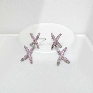 ต่างหูเงินแท้ 925 ประดับเพชรซิคอนรูปดอกไม้ ดีไซน์โคลเวอร์ รูปดาวขนาดใหญ่ รูปทรงไม่สมมาตร สไตล์ตะวันตก สวยหรู ราคาโรงงาน - Product Image 5