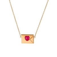 Collier avec enveloppe de lettre d'amour pour la Saint-Valentin 2026, plaqué or 18 carats, pendentif en acier inoxydable, chaîne, bijoux DIY pour elle