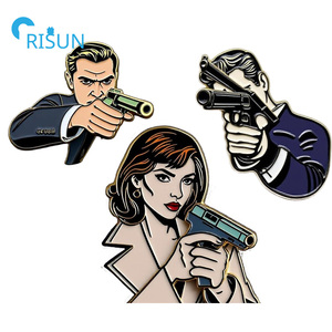 Produttore 3D teschio croce pistola sparatutto <span class=keywords><strong>fucile</strong></span> lancia da arma da fuoco smalto spille spille Custom spille smalto pistola spille - Product Image 6