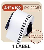 Rouleau d'étiquettes adhésives imperméables compatibles Brother DK-22205 pour imprimantes Brother