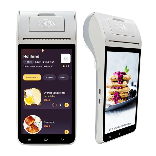 Handheld Ordering OS NFC Reader Terminal Receipt Ticketing bluetooth Printer 5.5 Inch Android Pos Devices
