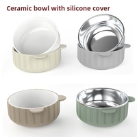 Bol mignon en céramique sans Bpa pour repas au micro-ondes en porcelaine avec succion en silicone pour bébé