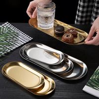 Plateau de service ovale de luxe personnalisé avec LOGO pour salle de bain, en acier inoxydable, décoratif, résistant au lave-vaisselle, idéal pour les fêtes