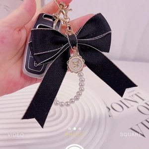 Flor Bowknot monedero <span class=keywords><strong>Bola</strong></span> de piel perla llavero niña mujer llaveros anillo coche bolso colgante encanto perla llavero - Product Image 3