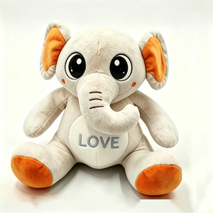 Elefante de Peluche con Detalles en Naranja, Juguete de Peluche Suave con Vientre Bordado con la Palabra LOVE, Regalo Perfecto para San Valentín y Cumpleaños de Niños - Product Image 1