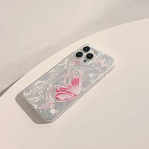 เหมาะสำหรับเคส iPhone 17 Pro Max, เคสโทรศัพท์กันกระแทกลายผีเสื้อสีชมพูตัดด้วยเลเซอร์ - Product Image 4