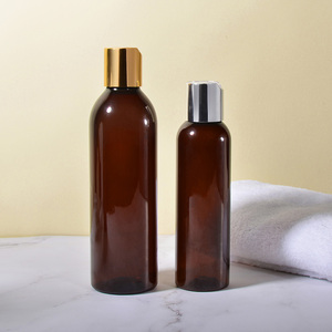 2Oz 4Oz 8Oz Hổ Phách Đen Pet Chai Nhựa 250Ml 500Ml Rỗng Dầu Gội Rửa Làm Sạch Bao Bì Chai Với Đĩa Top Cap - Product Image 4