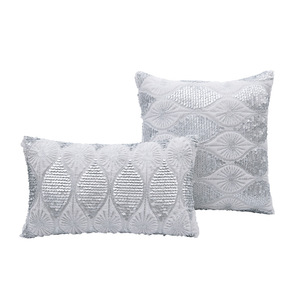 Ready to Ship Wholesale 18*18 <strong>Sequin</strong> Geometric <strong>Cushion</strong> Cover Plain Faux Fur Decor Pillow Cases - Product Image 6